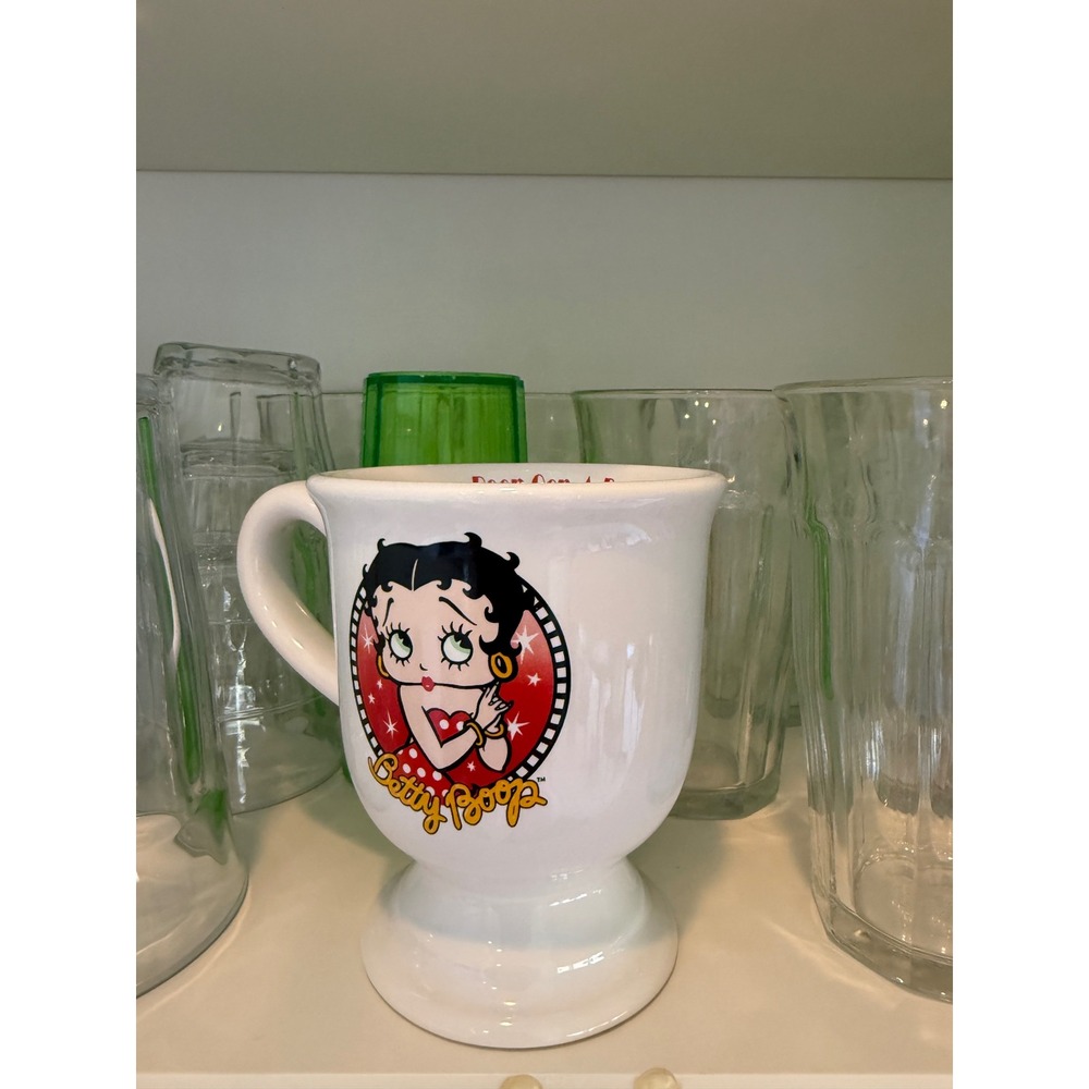 Betty Boop Pedestal Coffee Mug "Boop Oop-A-Doop"‎ White Ceramic 5.5" Made USA